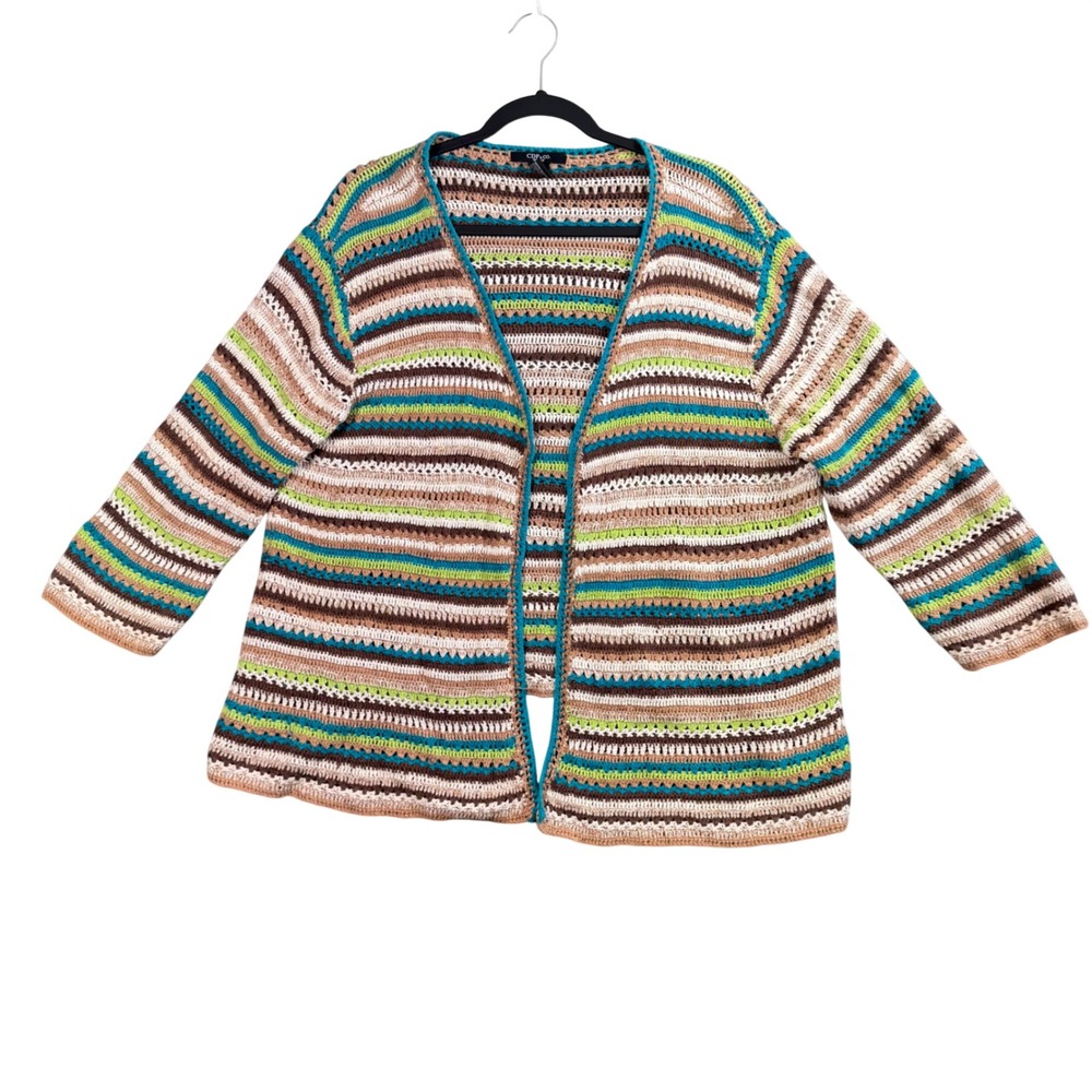 Boho Crochet Cardigan‎ 2X Granny Square Multicolor Festival Cottagecore Indie